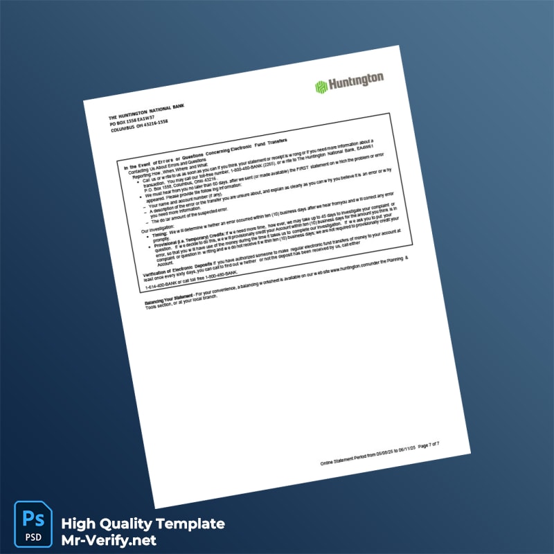 USA Huntington Bank Statement Template in Word and PDF formats page 7 USA Huntington Bank Statement Template in Word and PDF formats page 7