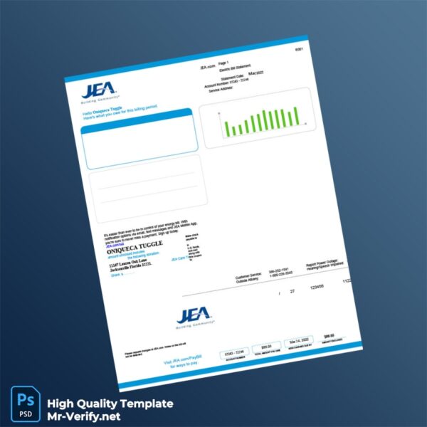 USA JEA Editable Electricity Bill Template in Word and PDF formats USA JEA Editable Electricity Bill Template in Word and PDF formats
