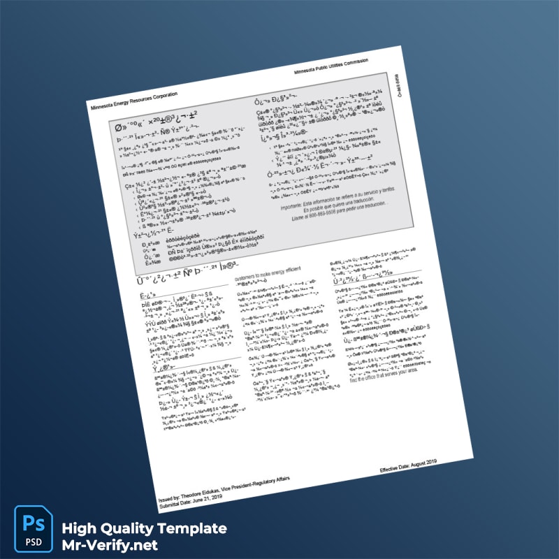 USA Minnesota Energy Resources Corporation Editable Gas Bill Template in Word and PDF formats page 2 USA Minnesota Energy Resources Corporation Editable Gas Bill Template in Word and PDF formats page 2