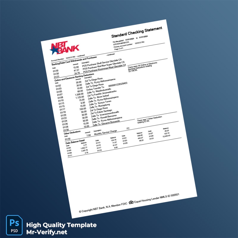 USA NBT Bank Statement Template in Word and PDF formats page 3 USA NBT Bank Statement Template in Word and PDF formats page 3