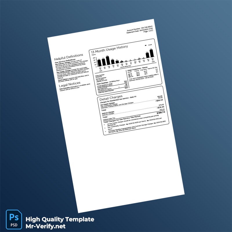 USA NIPSCO Editable Gas Bill Template in Word and PDF formats page 2 USA NIPSCO Editable Gas Bill Template in Word and PDF formats page 2