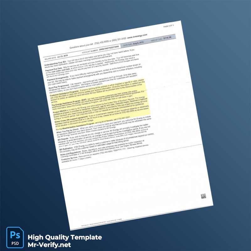 USA NV Energy Editable Utility Bill Template in Word and PDF formats page 3 USA NV Energy Editable Utility Bill Template in Word and PDF formats page 3