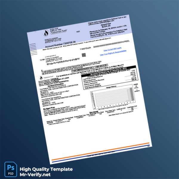 USA National Fuel Gas Distribution Corporation Editable Gas Bill Template in Word and PDF formats USA National Fuel Gas Distribution Corporation Editable Gas Bill Template in Word and PDF formats
