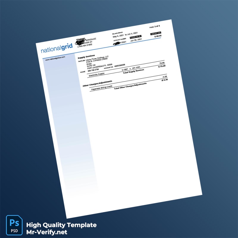 USA National Grid Editable Electricity Bill Template in Word and PDF formats page 3 USA National Grid Editable Electricity Bill Template in Word and PDF formats page 3