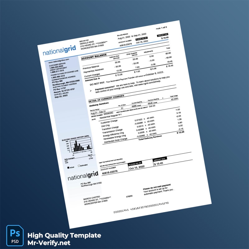 USA National Grid Editable Utility Bill Template in Word and PDF formats USA National Grid Editable Utility Bill Template in Word and PDF formats