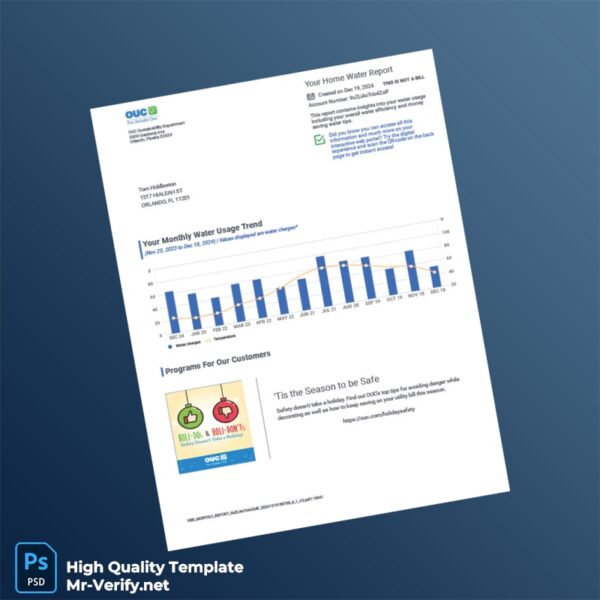 USA OUC Editable Water Bill Template in Word and PDF formats USA OUC Editable Water Bill Template in Word and PDF formats