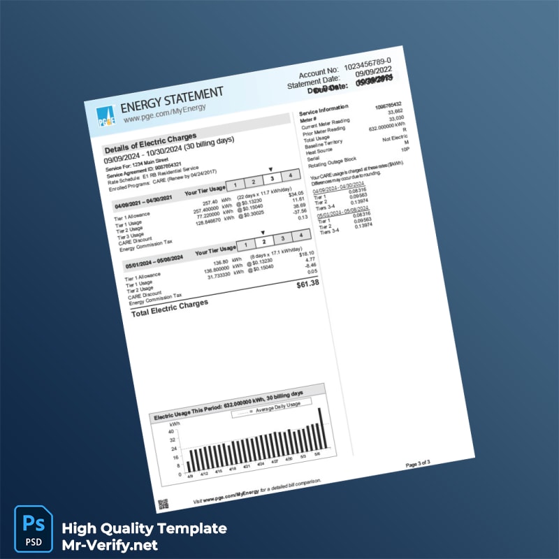 USA Pacific Gas And Electric Company Editable Energy Utility Bill Template in Word and PDF formats page 3 USA Pacific Gas And Electric Company Editable Energy Utility Bill Template in Word and PDF formats page 3