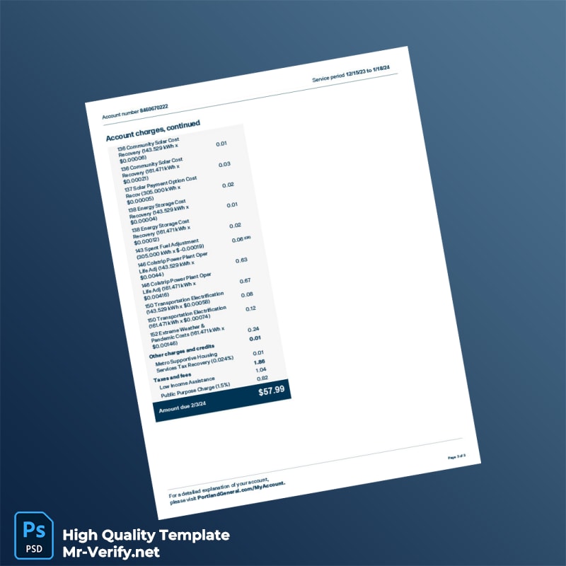 USA Portland General Editable Utility Bill Template in Word and PDF formats page 3 USA Portland General Editable Utility Bill Template in Word and PDF formats page 3