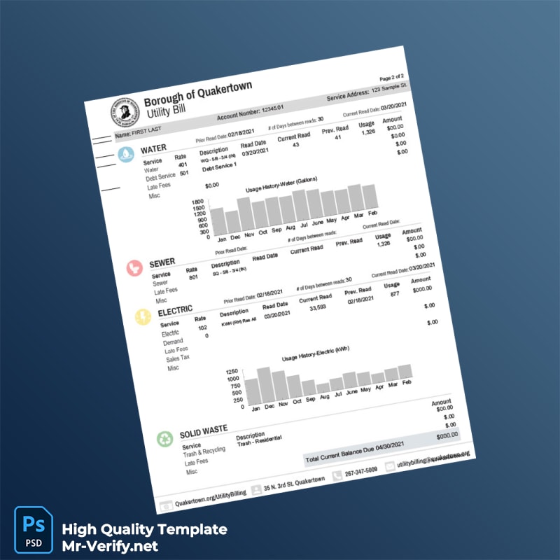 USA Quakertown Editable Utility Bill Template in Word and PDF formats page 3 USA Quakertown Editable Utility Bill Template in Word and PDF formats page 3