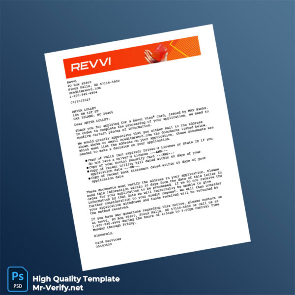 USA Revvi Editable Credit Card Application Request Template in Word and PDF formats USA Revvi Editable Credit Card Application Request Template in Word and PDF formats