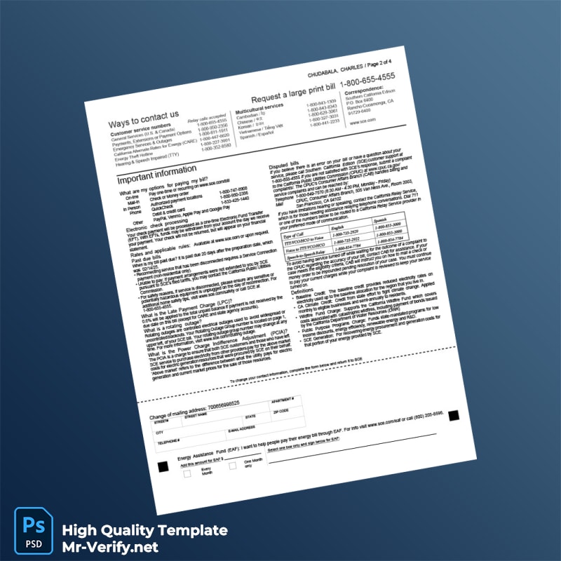 USA SCE Editable Utility Bill Template in Word and PDF formats page 2 USA SCE Editable Utility Bill Template in Word and PDF formats page 2