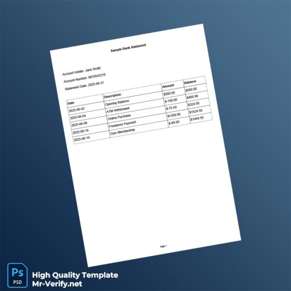 USA Sample Bank Statement Template in Word and PDF formats USA Sample Bank Statement Template in Word and PDF formats