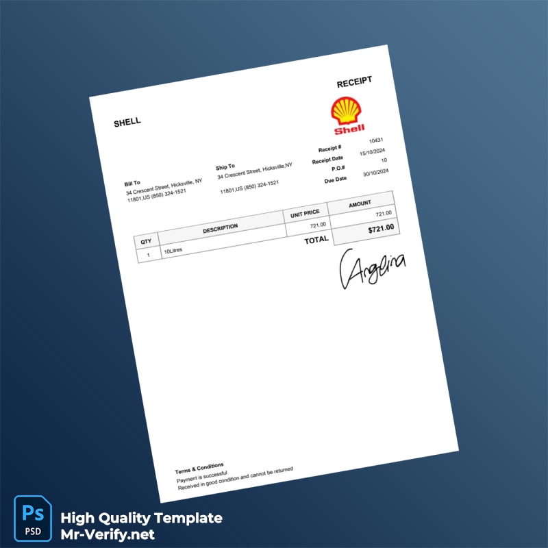 USA Shell Editable Utility Bill Template in Word and PDF formats USA Shell Editable Utility Bill Template in Word and PDF formats