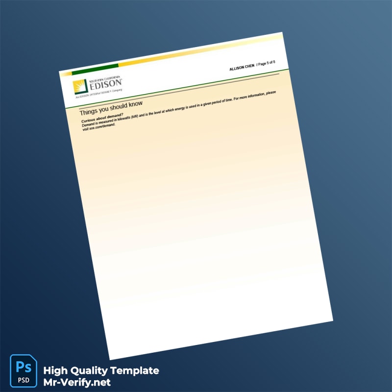 USA Southern California Edison Editable Electricity Bill Template in Word and PDF formats page 5 USA Southern California Edison Editable Electricity Bill Template in Word and PDF formats page 5
