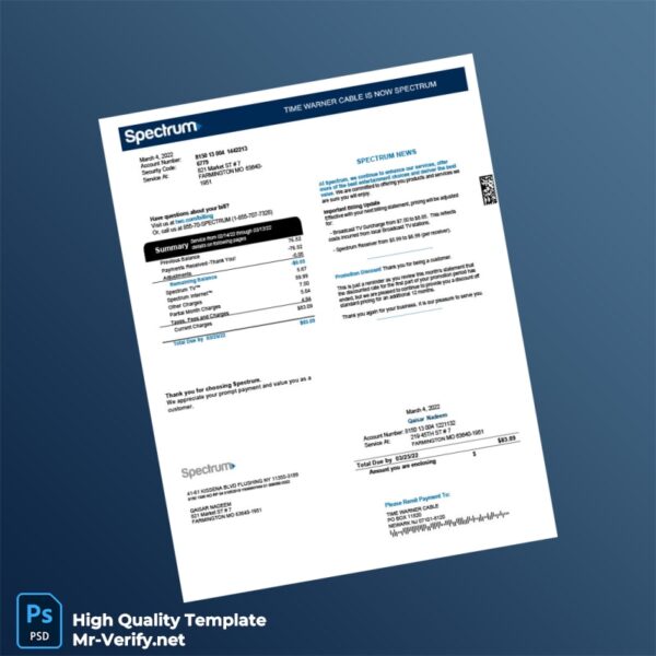USA Spectrum Editable Billing Statement Template in Word and PDF formats