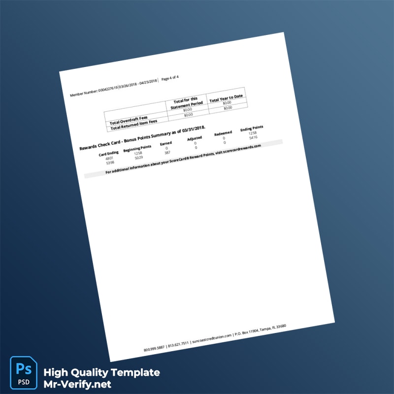USA Suncoast Bank Statement Template in Word and PDF formats page 4 USA Suncoast Bank Statement Template in Word and PDF formats page 4