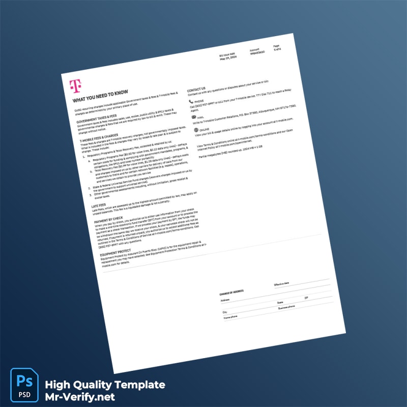 USA T Mobile Us Editable Summary Bill Template in Word and PDF formats page 5 USA T Mobile Us Editable Summary Bill Template in Word and PDF formats page 5