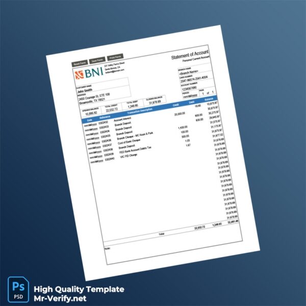 USA TemplateLab Bank Statement Template in Word and PDF formats