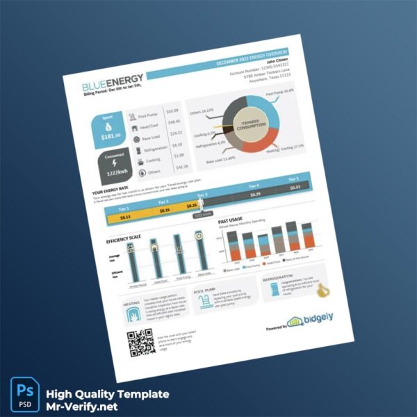 USA Texas Blue Energy Editable Utility Bill Template in Word and PDF formats USA Texas Blue Energy Editable Utility Bill Template in Word and PDF formats