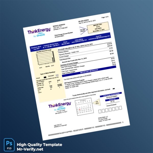 USA Think Energy Editable Utility Bill Template in Word and PDF formats USA Think Energy Editable Utility Bill Template in Word and PDF formats