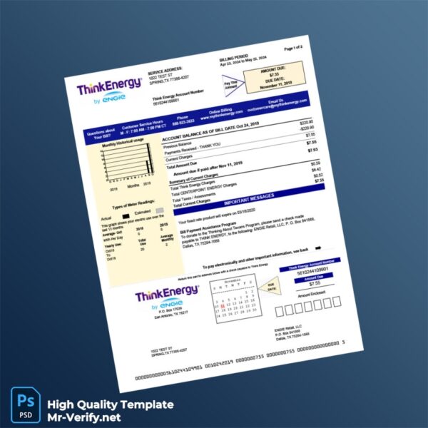 USA ThinkEnergy Editable Electricity Bill Template in Word and PDF formats
