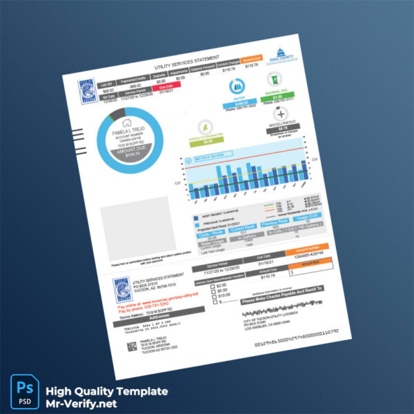 USA Tucson Water Editable Utility Services Statement Template in Word and PDF formats USA Tucson Water Editable Utility Services Statement Template in Word and PDF formats