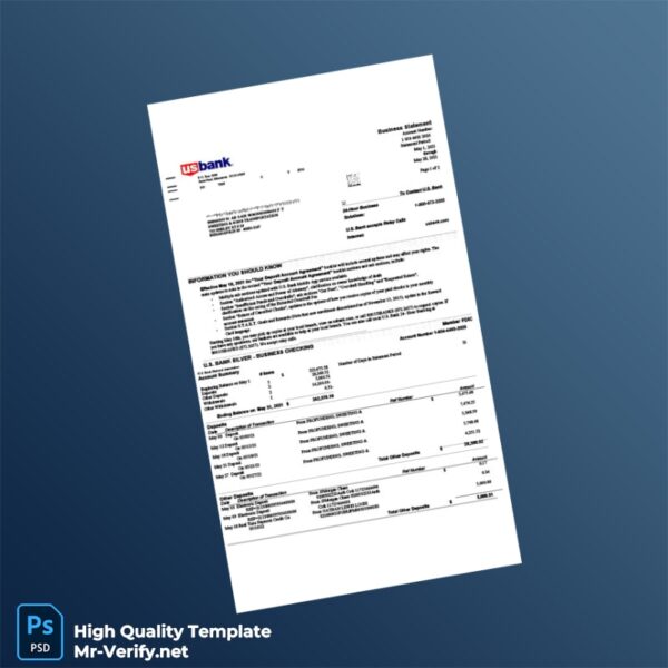 USA US Bank Business Statement Template in Word and PDF formats