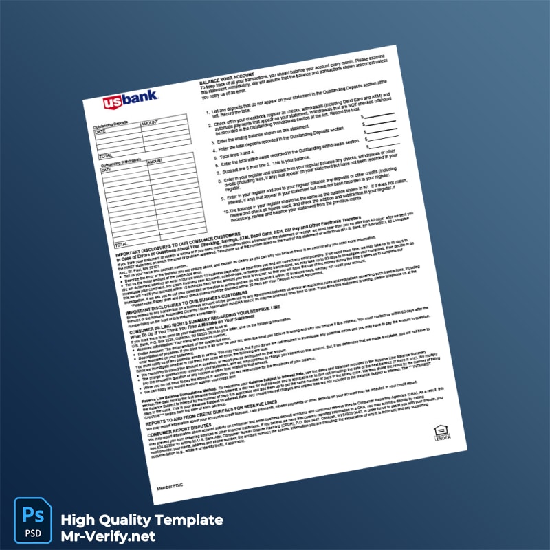USA US Bank Statement Template in Word and PDF formats page 2 USA US Bank Statement Template in Word and PDF formats page 2