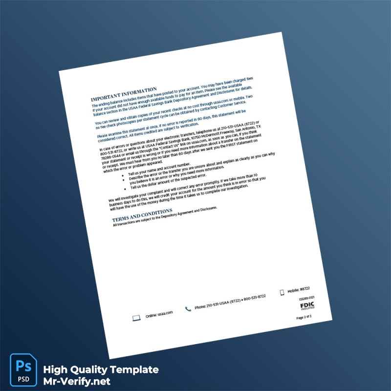 USA USAA Bank Statement Template in Word and PDF formats page 2 USA USAA Bank Statement Template in Word and PDF formats page 2