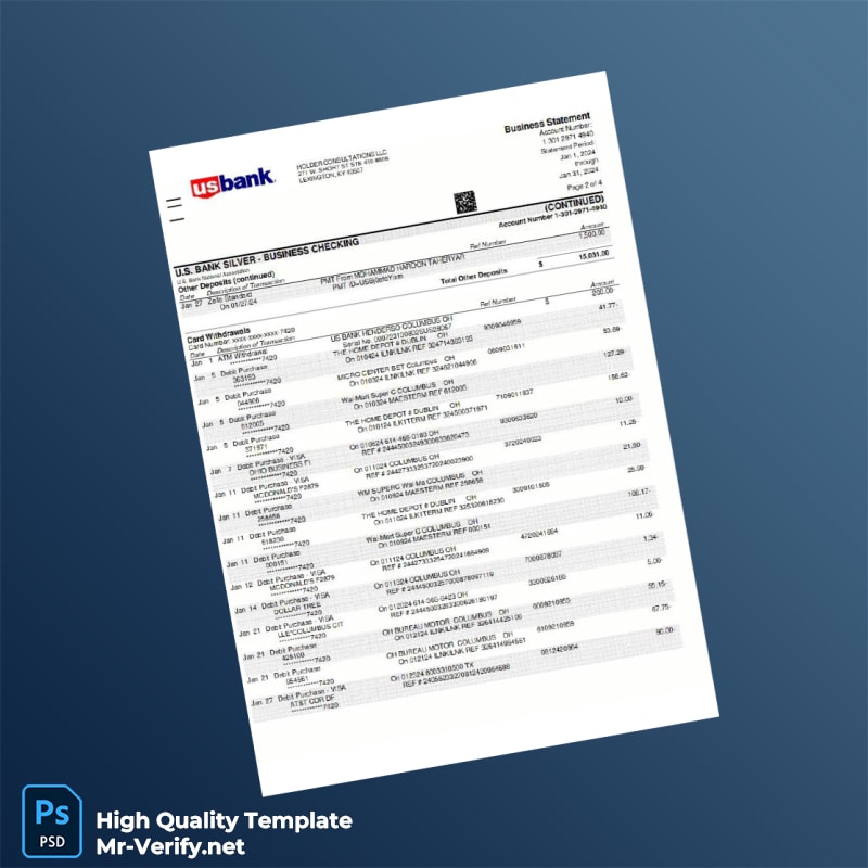 USA Usbank Bank Statement Template in Word and PDF formats page 3 USA Usbank Bank Statement Template in Word and PDF formats page 3
