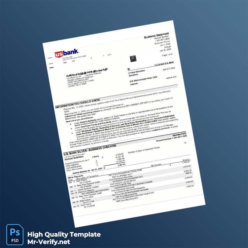 USA Usbank Bank Statement Template in Word and PDF formats page 5 USA Usbank Bank Statement Template in Word and PDF formats page 5