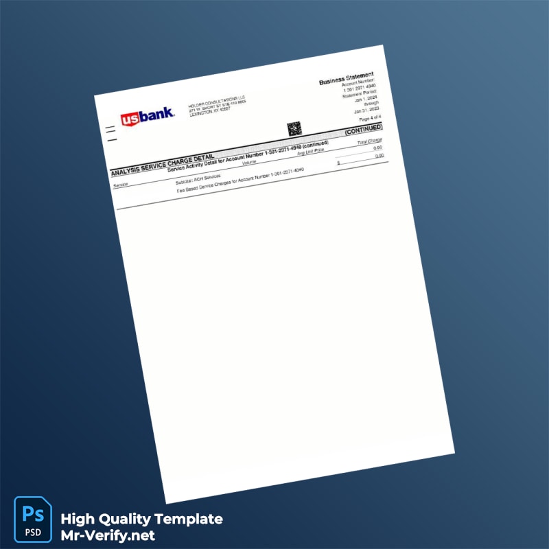 USA Usbank Bank Statement Template in Word and PDF formats USA Usbank Bank Statement Template in Word and PDF formats