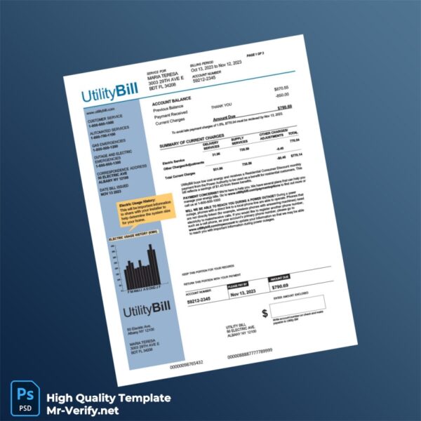 USA Utility Bill Editable Utility Bill Template in Word and PDF formats USA Utility Bill Editable Utility Bill Template in Word and PDF formats
