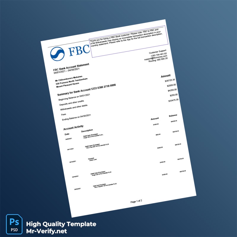 USA Varo Bank Statement Template in Word and PDF formats USA Varo Bank Statement Template in Word and PDF formats