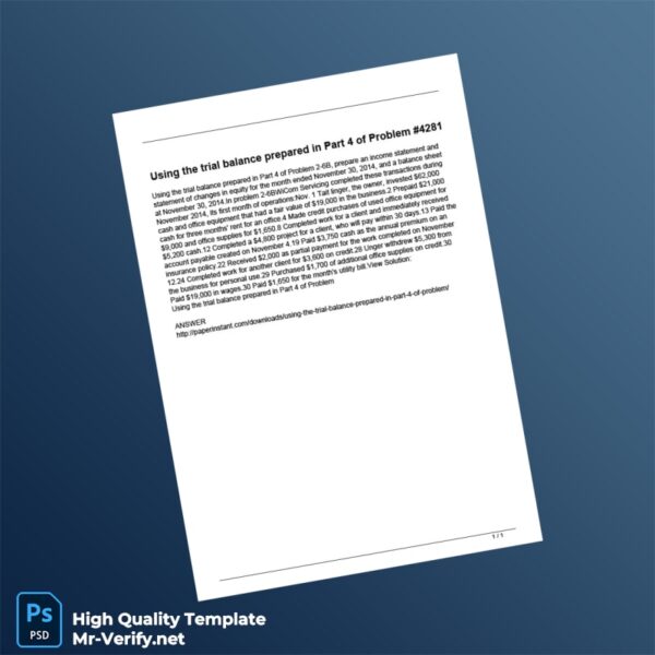 USA WiCom Servicing Editable Trial Balance Template in Word and PDF formats