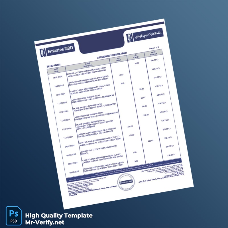 United Arab Emirates Bank Statement Template in Word and PDF formats page 3 United Arab Emirates Bank Statement Template in Word and PDF formats page 3
