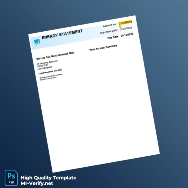 United Kingdom PG E Editable Utility Bill Template in Word and PDF formats United Kingdom PG E Editable Utility Bill Template in Word and PDF formats