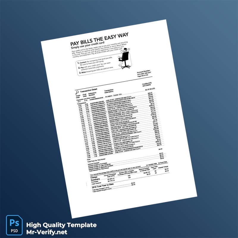 United States First National Bank of Omaha Credit Card Statement Template in Word and PDF formats page 2 United States First National Bank of Omaha Credit Card Statement Template in Word and PDF formats page 2