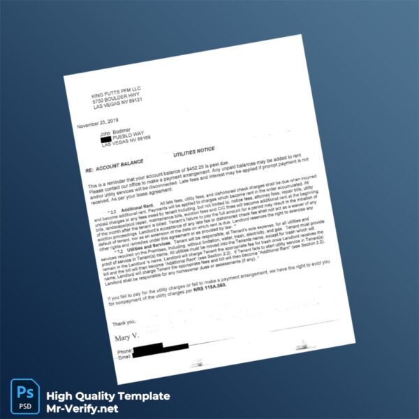 United States King Futt s PFM Editable Utilities Notice Template in Word and PDF formats United States King Futt s PFM Editable Utilities Notice Template in Word and PDF formats