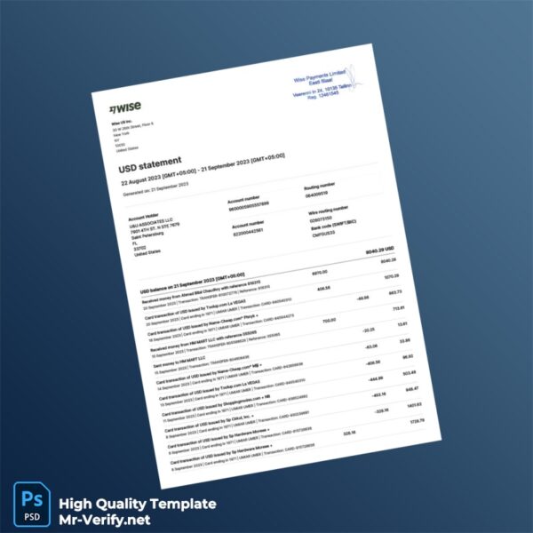 United States USD Statement Template in Word and PDF formats United States USD Statement Template in Word and PDF formats