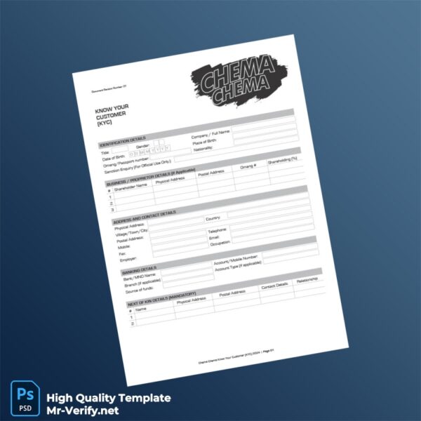 Unknown Editable KYC Template in Word and PDF formats