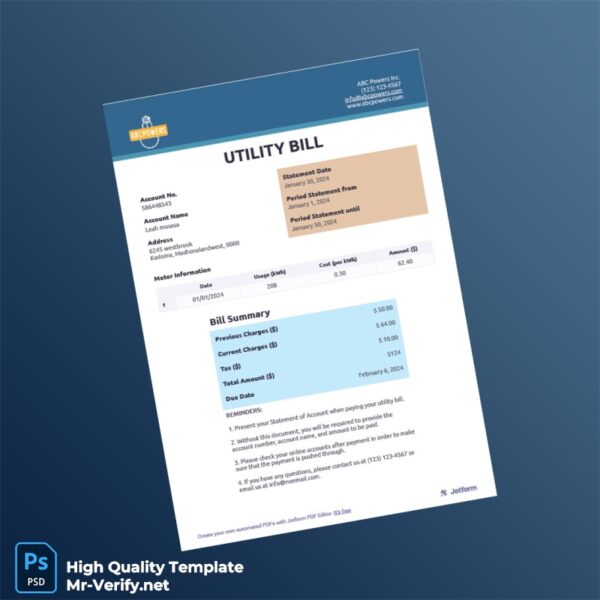 Zimbabwe Editable Utility Bill Template in Word and PDF formats Zimbabwe Editable Utility Bill Template in Word and PDF formats