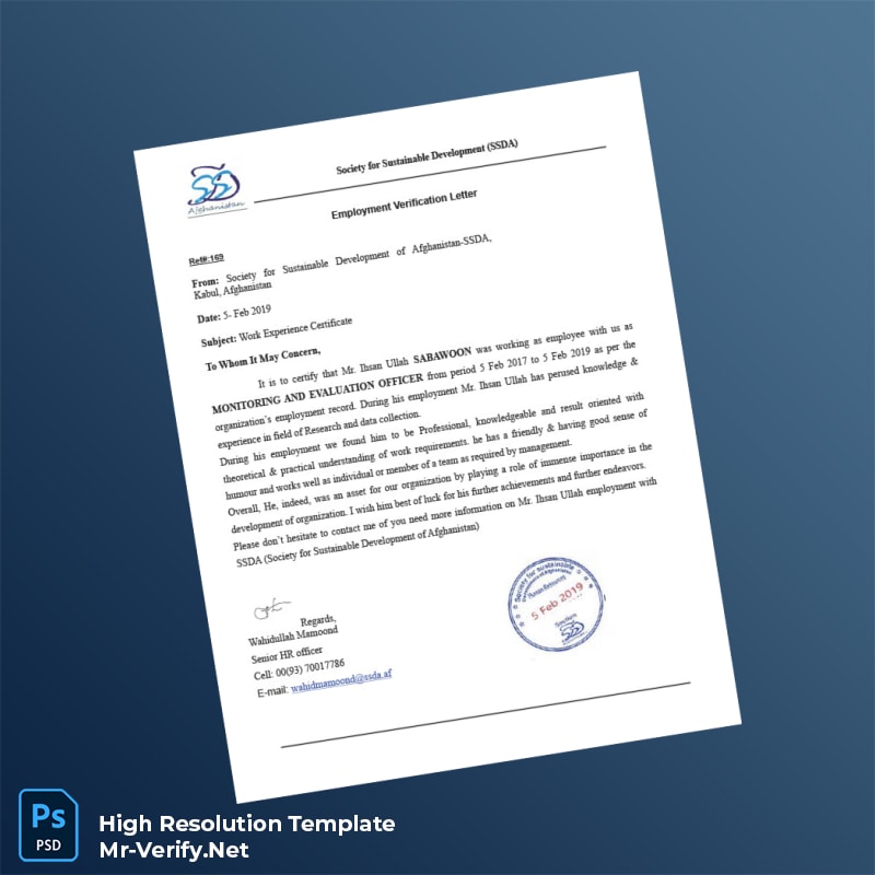 Afghanistan%20Society%20for%20Sustainable%20Development%20Employment%20Verification%20Letter%20Template%20in%20Word%20and%20PDF%20formats Editable Afghanistan Society for Sustainable Development Employment Verification Letter Word and Pdf Template Preview - Mac Doc