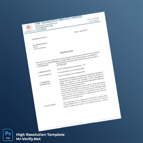 Editable Appointment Letter 2017 Employment Verification Letter Word and Pdf Template Preview - Mac Doc