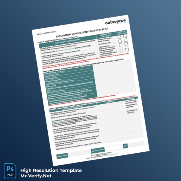 Editable Australia Outsource Financial Employment Verification Letter Word and Pdf Template Preview - Mac Doc