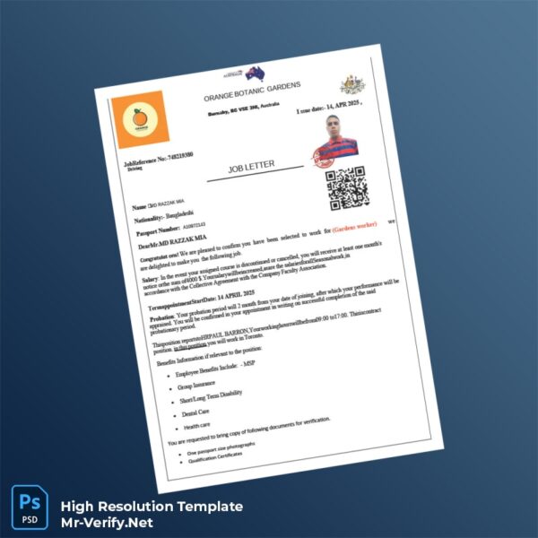 Editable Australia PGL Group Employment Verification Letter Word and Pdf Template Preview - Mac Doc