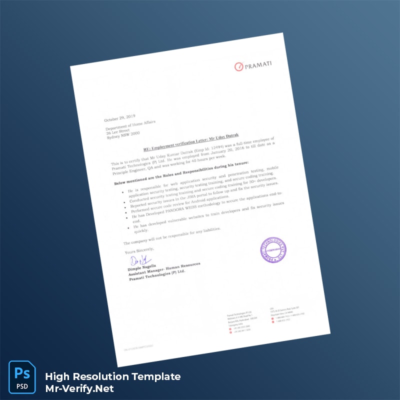 Australia%20Pramati%20Technologies%20Employment%20Verification%20Letter%20Template%20in%20Word%20and%20PDF%20formats Editable Australia Pramati Technologies Employment Verification Letter Word and Pdf Template Preview - Mac Doc