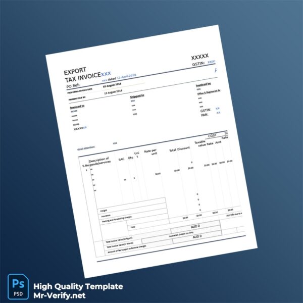 Australia Proforma Invoice Template in Word and PDF formats