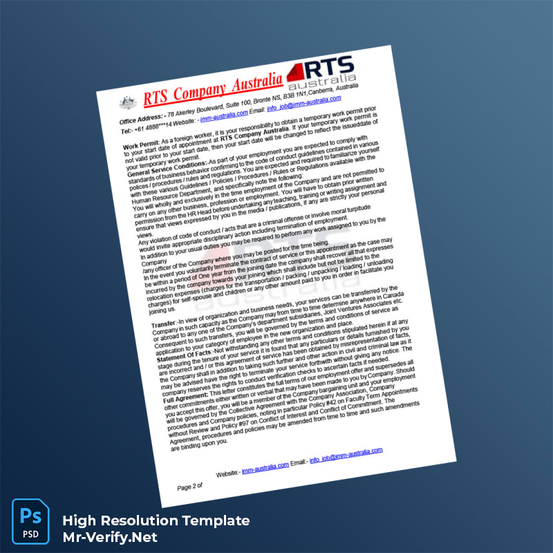 Australia%20RTS%20Company%20Employment%20Verification%20Letter%20Template%20in%20Word%20and%20PDF%20formats-page2 Editable Australia RTS Company Employment Verification Letter Template in Word and PDF formats page 2 Preview - Mac Doc