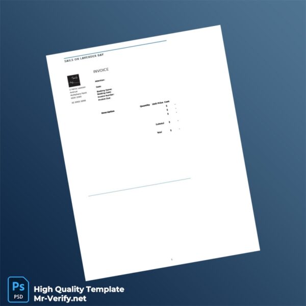 Australia Sails on Lavender Bay Invoice Template in Word and PDF formats